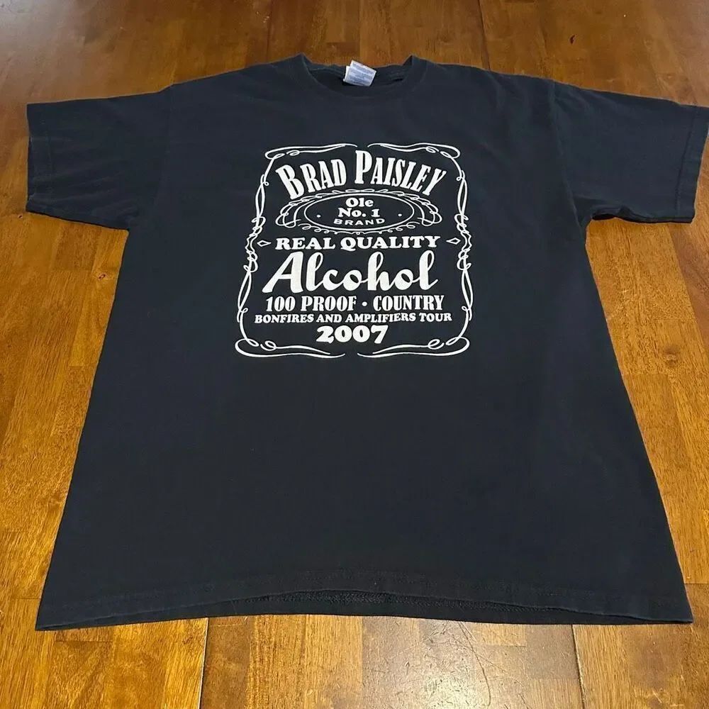 Brad Paisley 2007 Double Sided Alcohol Tour T Shirt Gildan Mens Shirt Sz L